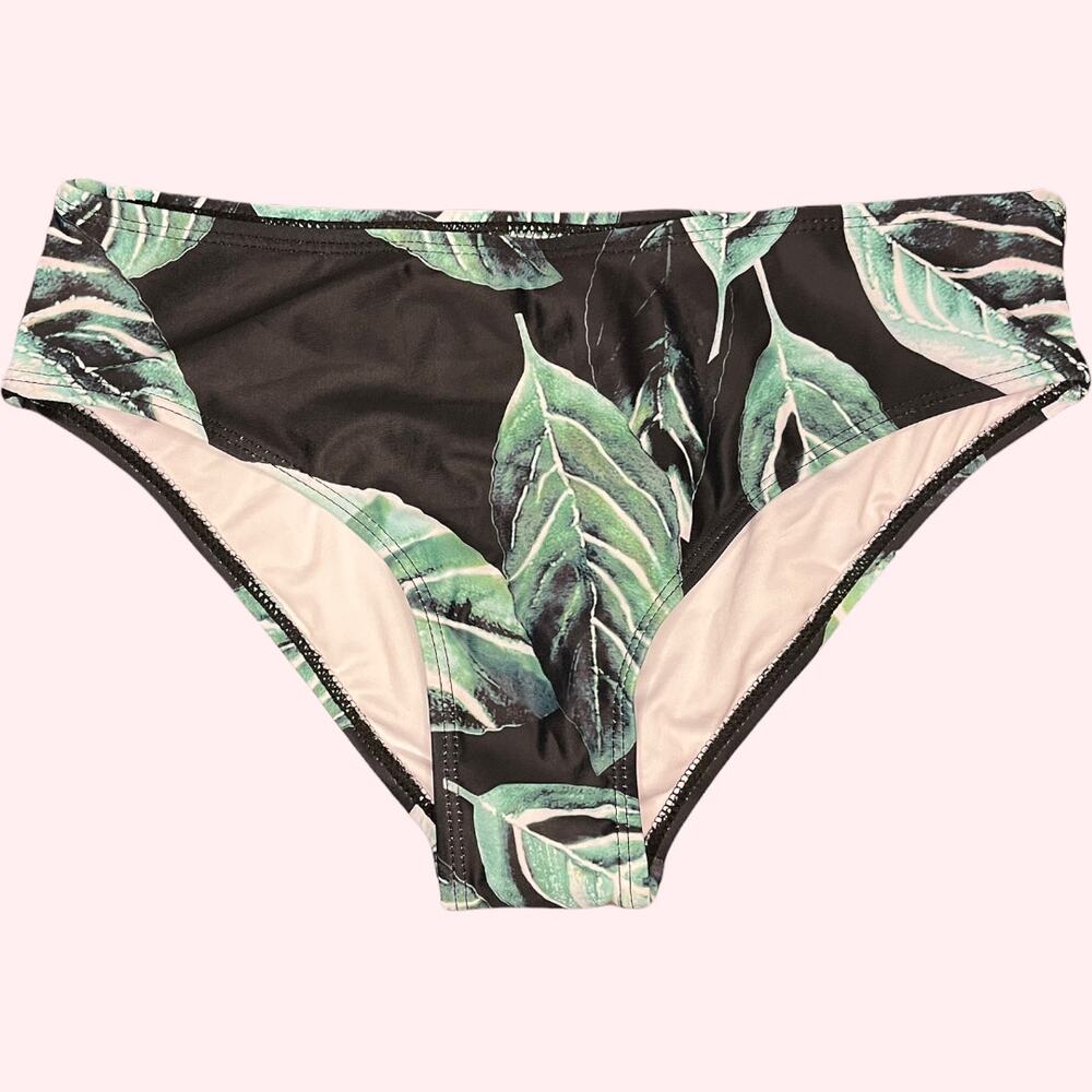 NWOT women's black and green tropical bikini bottom swim bottom size XS